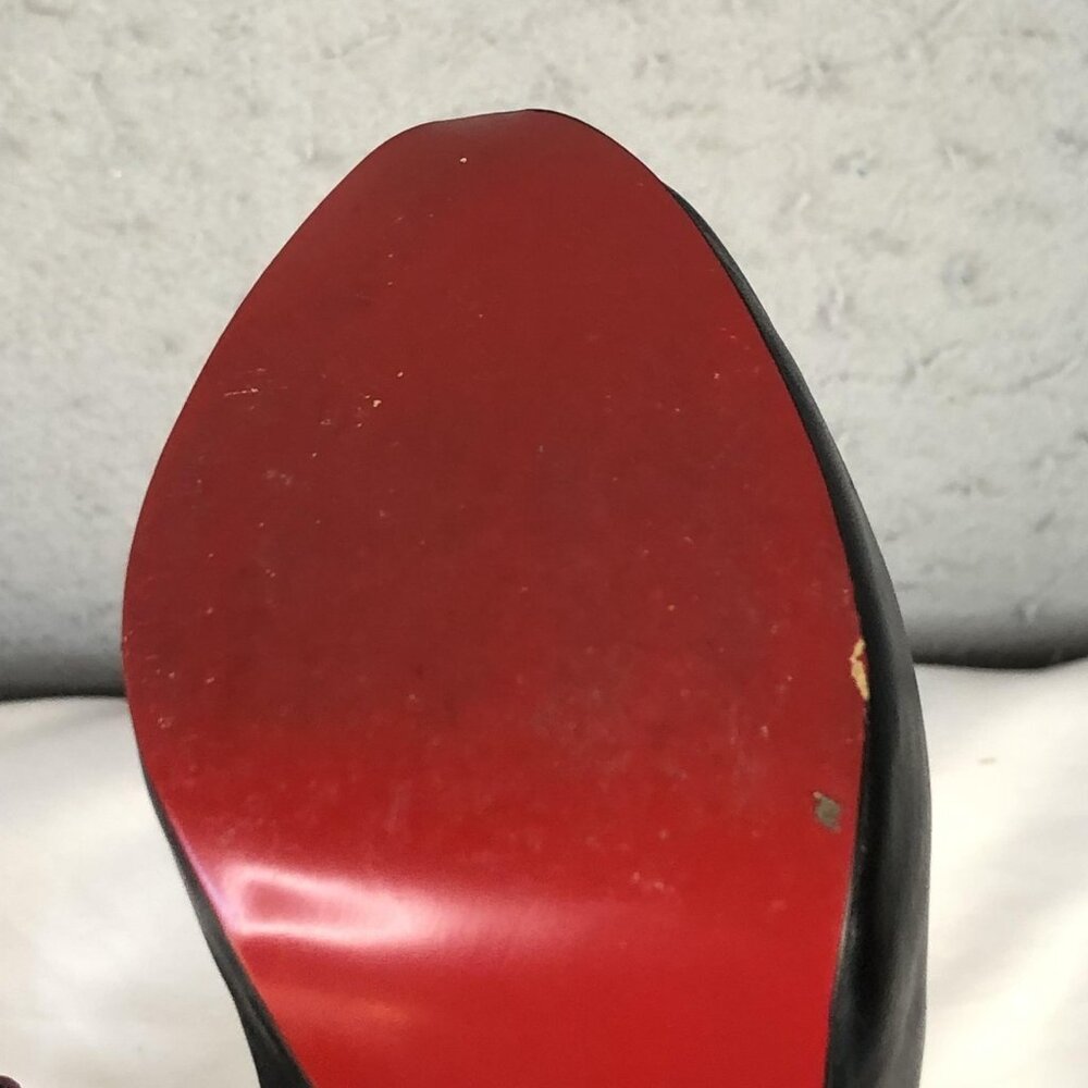 Christian Louboutin Shoes Womens Size 35 Black Peep Toe Pumps Red Sole Italy - Picture 5 of 16